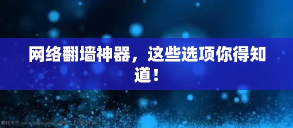网络翻墙神器，这些选项你得知道！